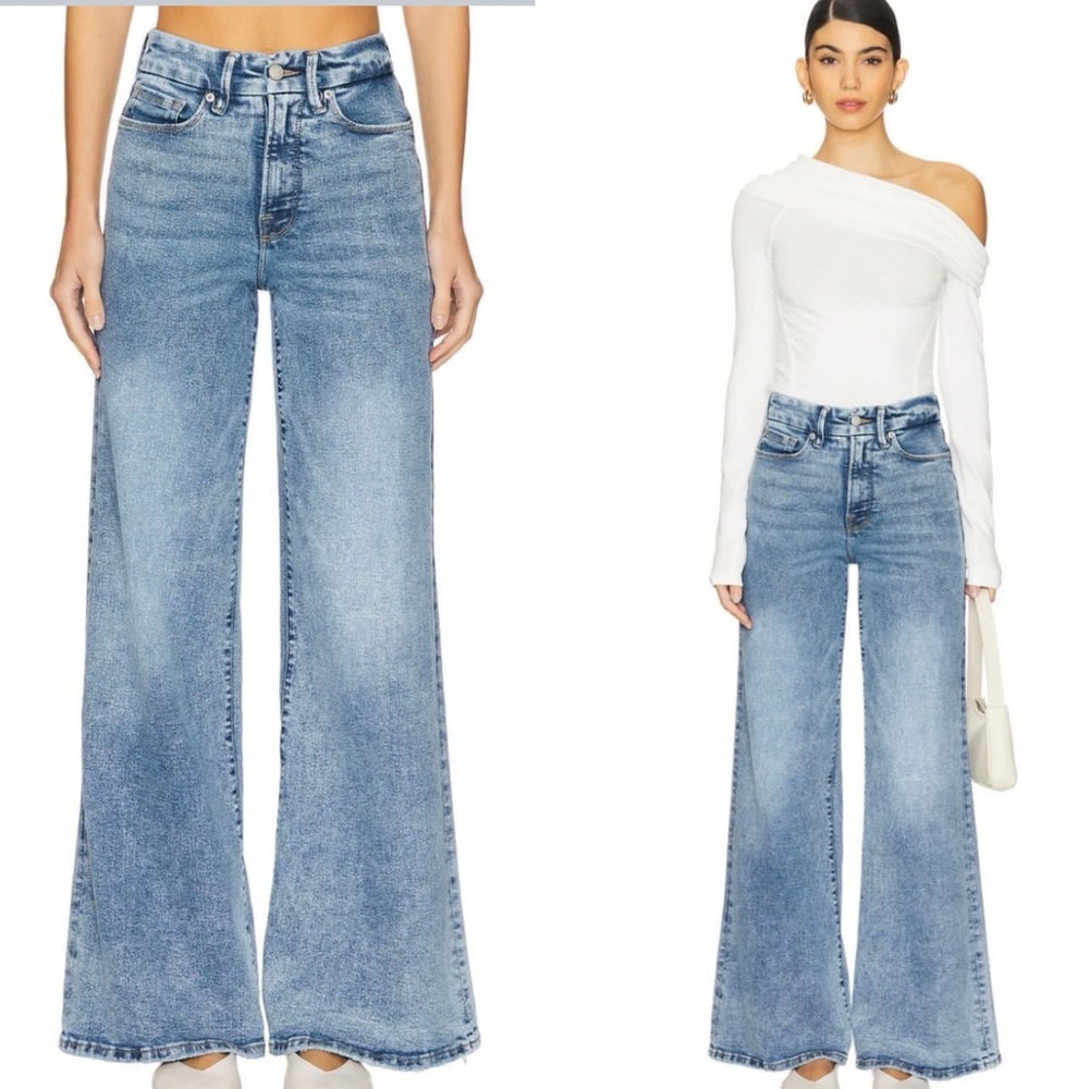 Last 1! NWT Good American Good Waist High Rise Palazzo Jeans - Picture 8 of 16